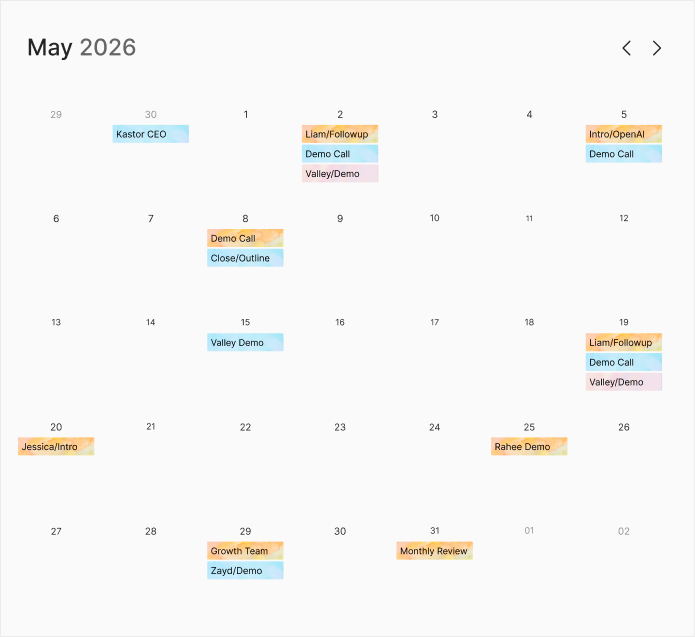 Interactive calendar scheduling view